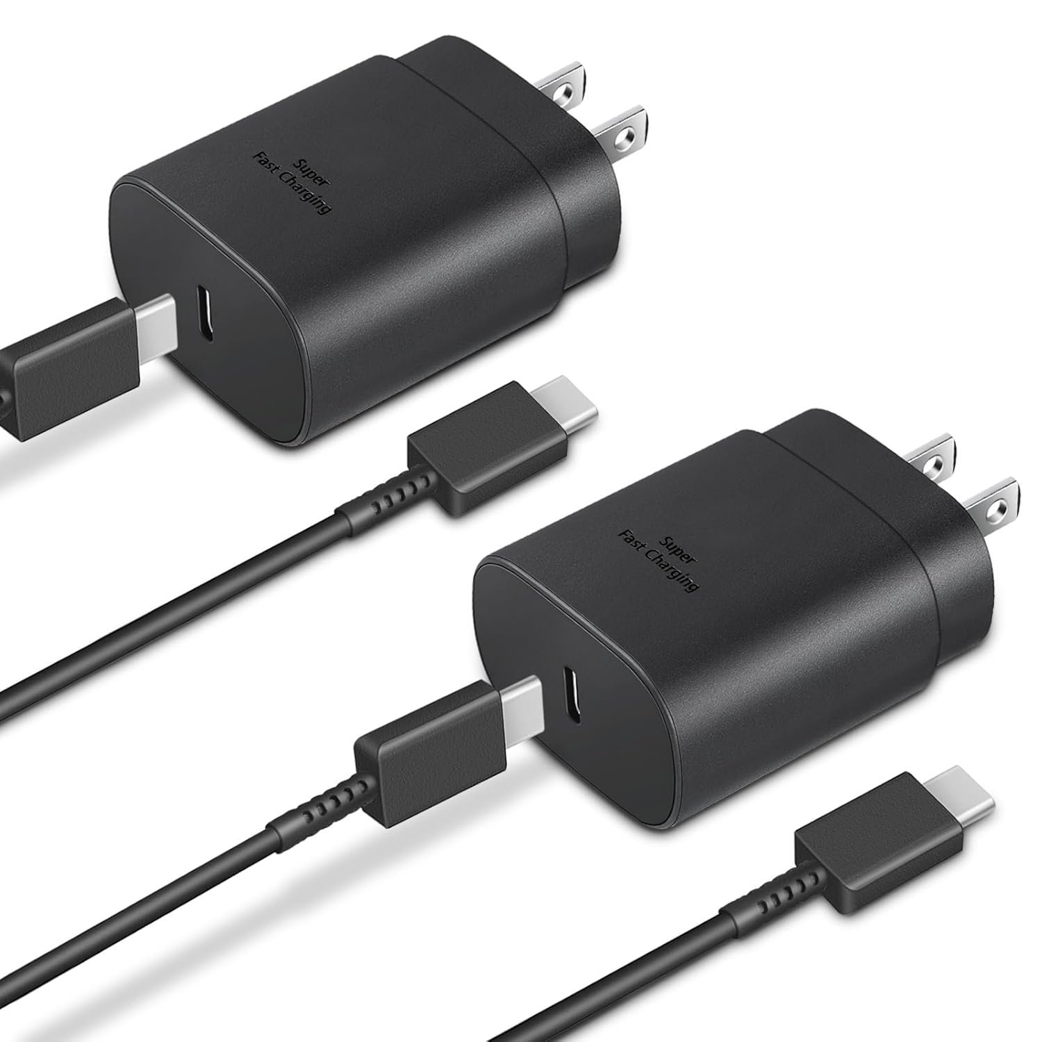 Type C Charger, 2-Pack 25W Type C Fast Charging Block with 6ft USB C Charger Cable Compatible with Galaxy S23 Ultra/S23+/S22/S21/S20/Phone 16/16 Plus/16 Pro Max/15/15 Pro Max/15 Plus-Black